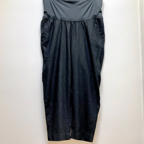 Old Navy Straight Leg Black Full Panel Linen/Rayon Maternity Pants - Picture 2 of 8